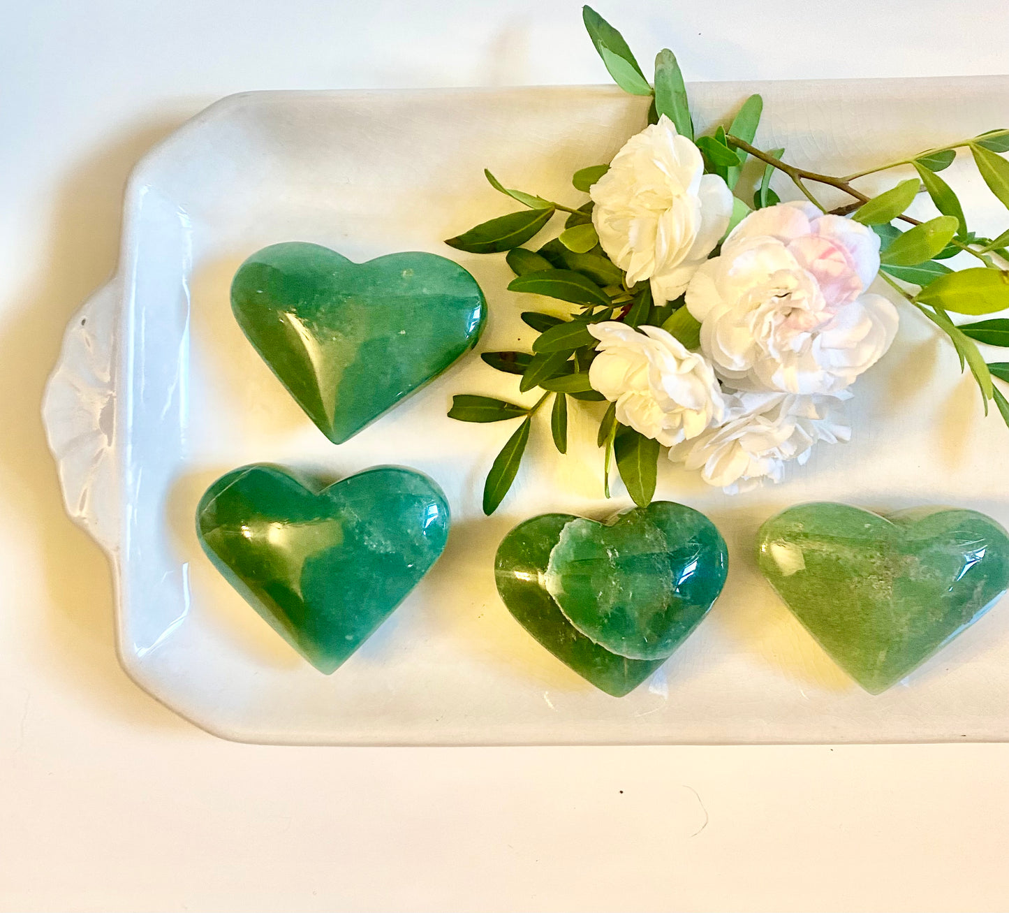 Green Aventurine Hearts