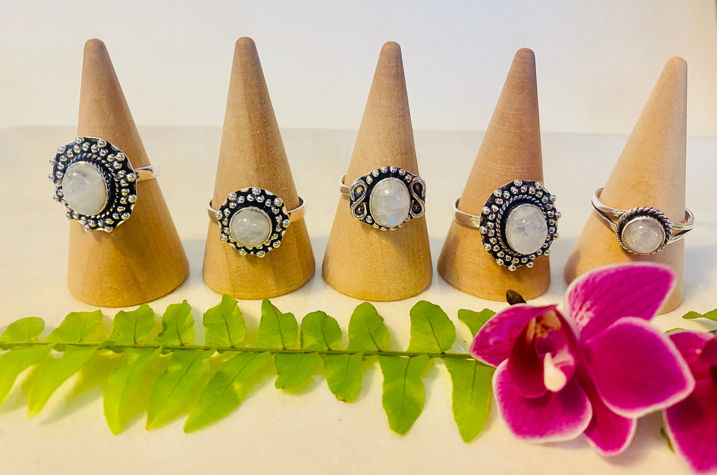 Starburst Moonstone 925 Silver Rings
