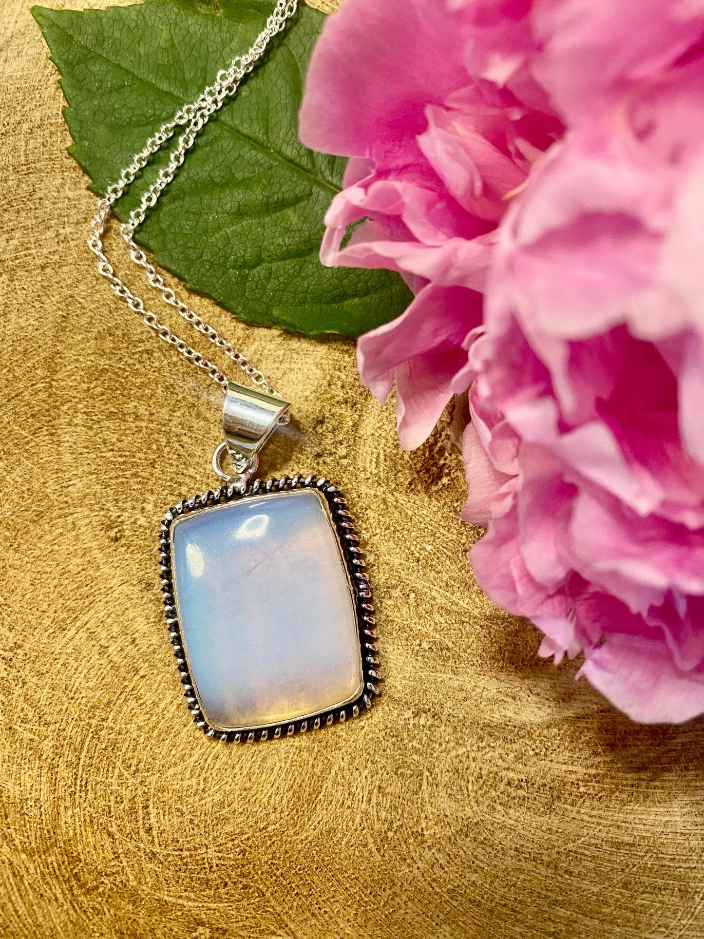 Opalite Pendent Necklace 925 Silver - Crystal Intentions