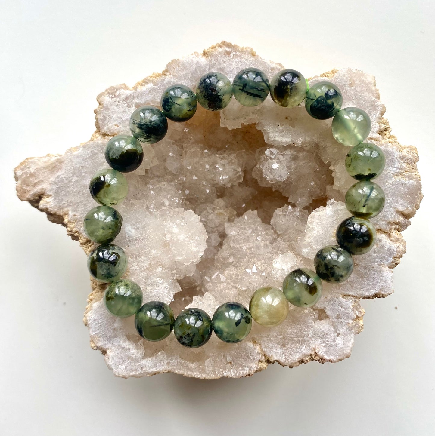 Prehnite 10mm Bead Bracelet