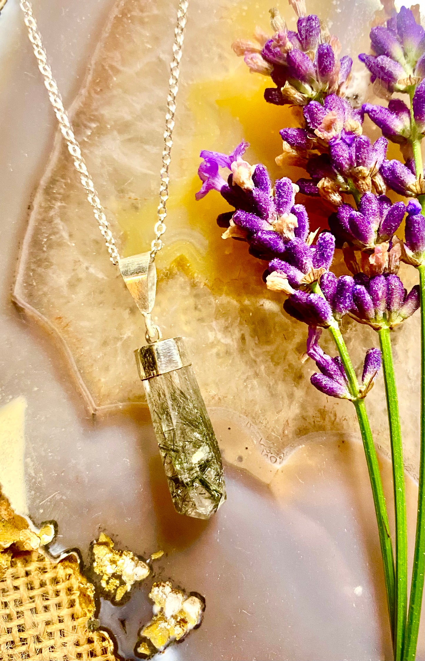 Tourmaline In Quartz Pendent Necklace 925 Silver - Crystal Intentions