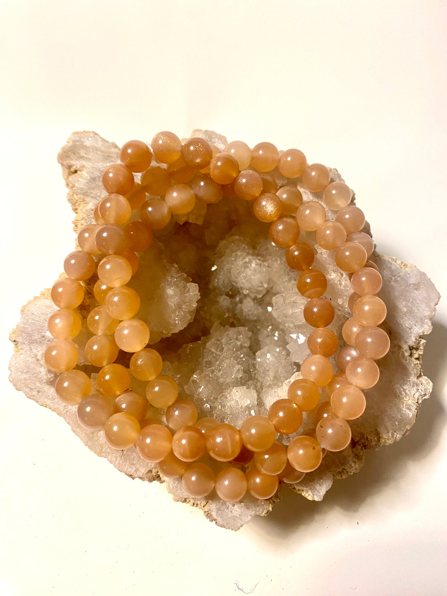 Peach Moonstone Triple Wrap Bracelet
