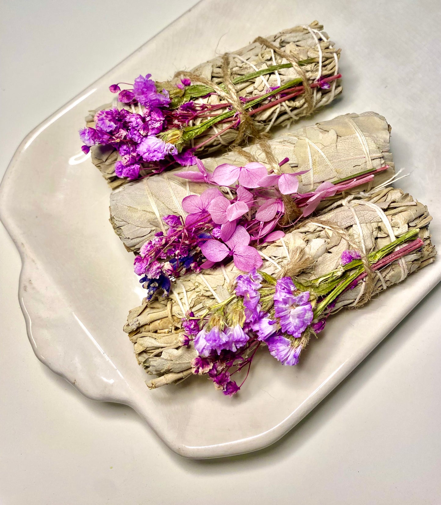 White Sage and Flowers Crystal Cleansing Smudge Sticks