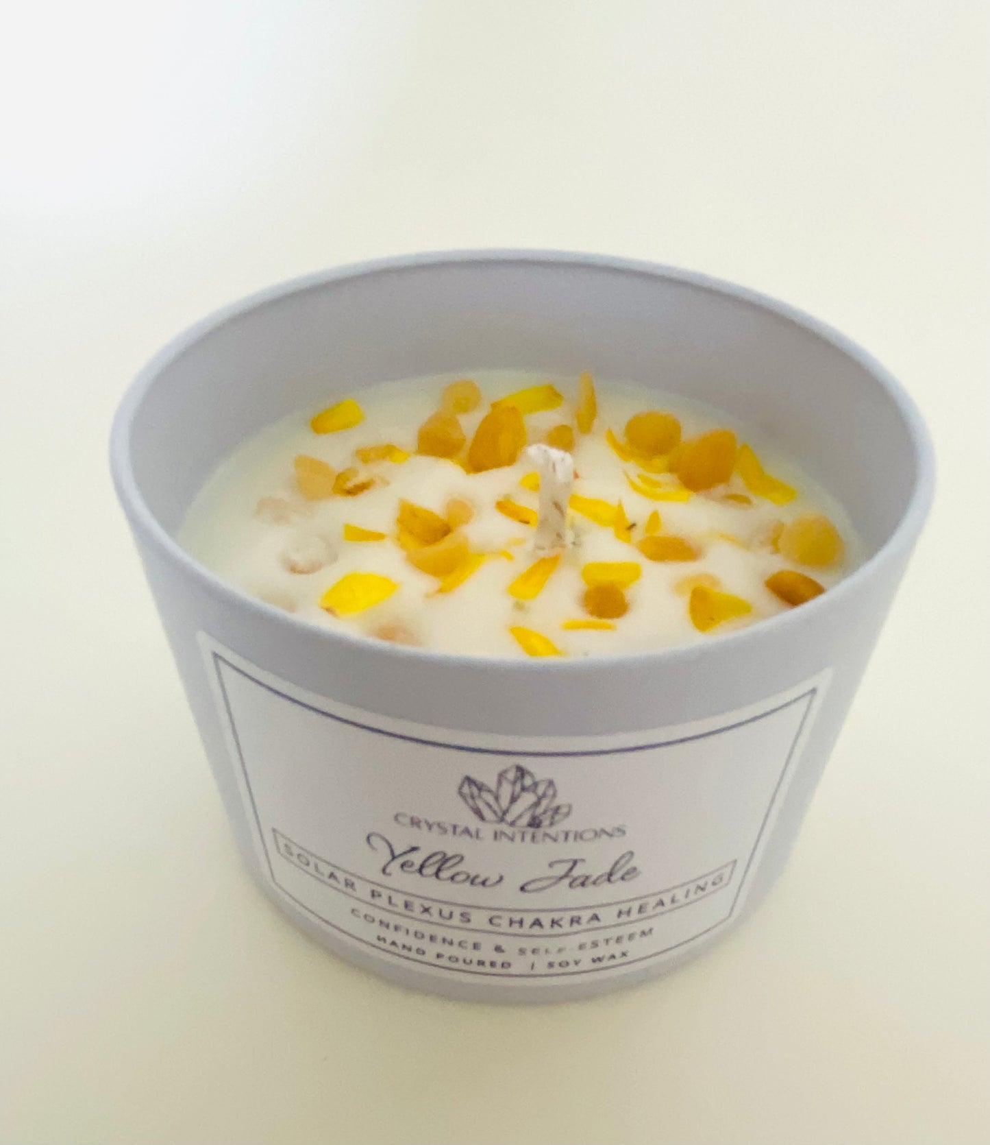 Yellow Jade Solar Plexus Chakra Healing Crystal Candle