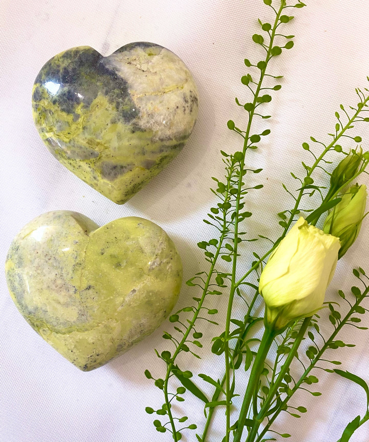 Yellow Serpentine Crystal Hearts