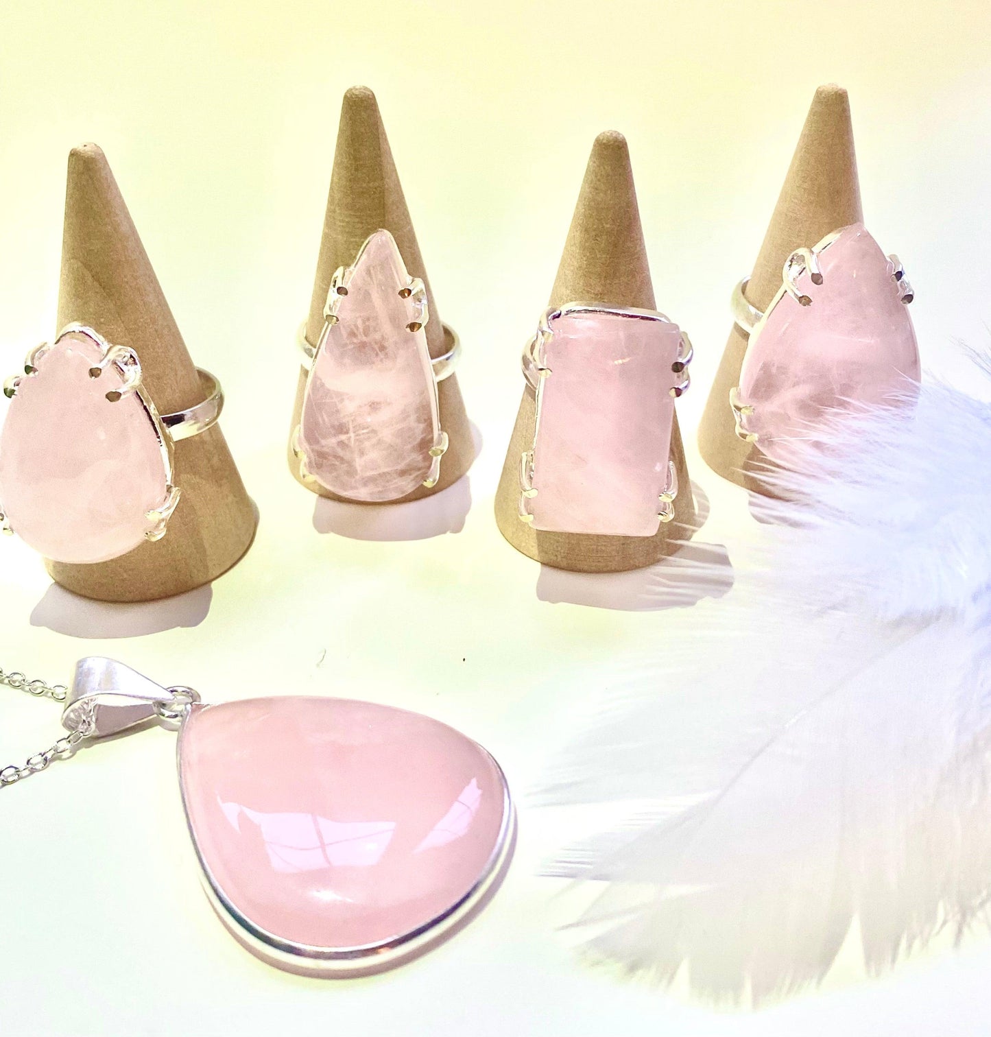 Rose Quartz 925 Silver Rings - Crystal Intentions