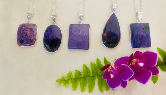 Charoite 925 Silver Pendant Necklaces