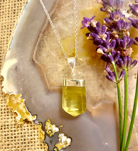 Citrine Pendent Necklace 925 Silver - Crystal Intentions