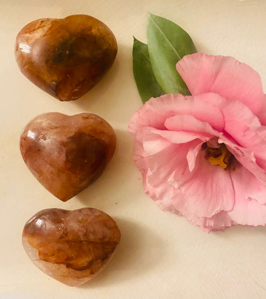 Fire Quartz Crystal Hearts