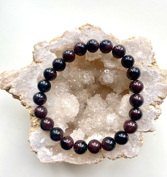 Garnet 8mm Bead Bracelet