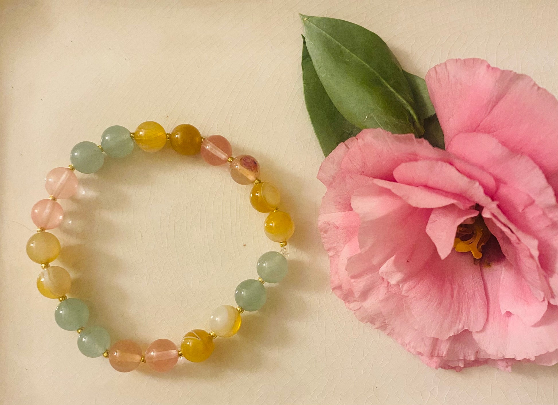 Pink Agate Bracelet • The Green Crystal