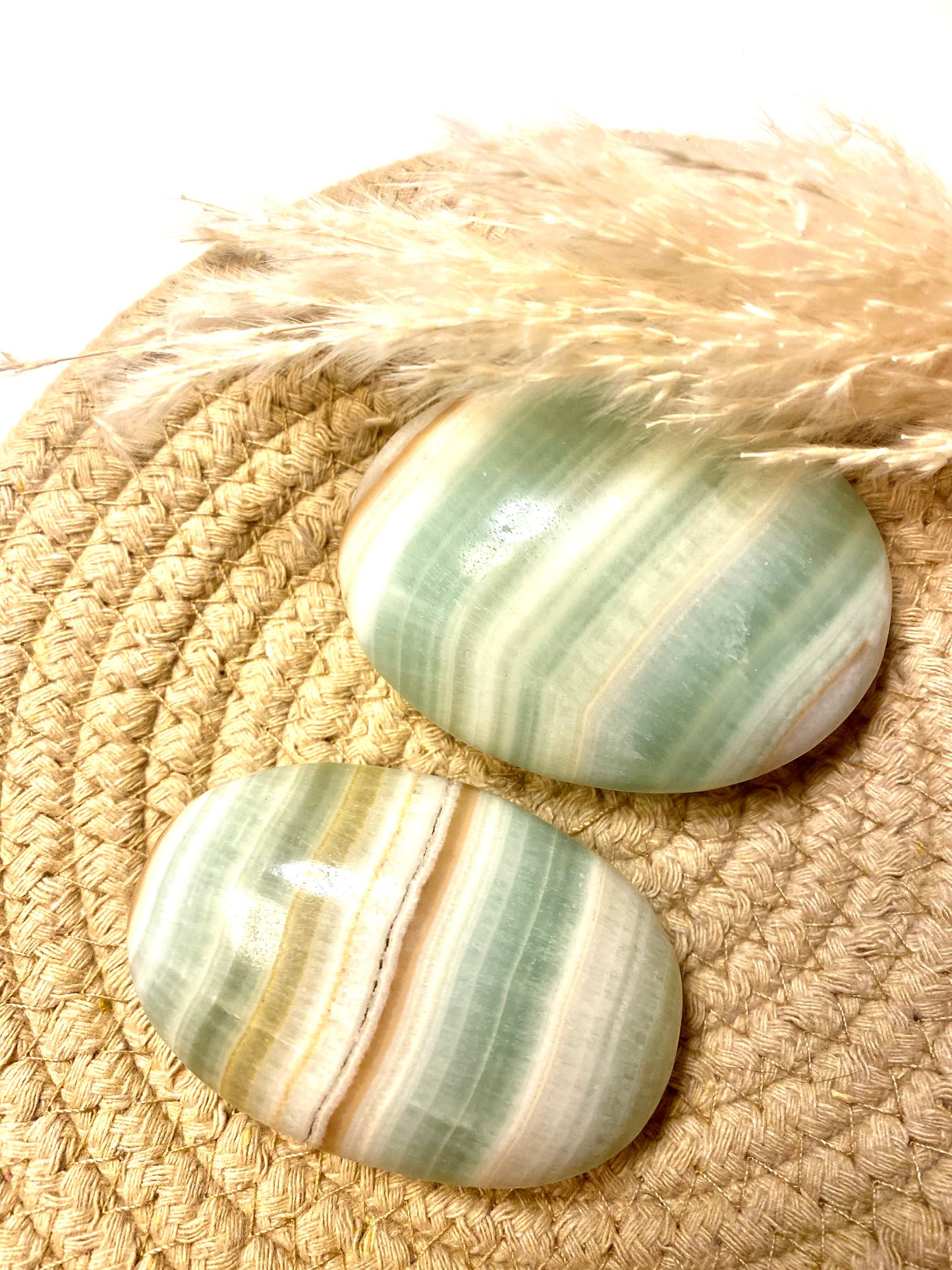 Green Calcite Palm Stones - Crystal Intentions