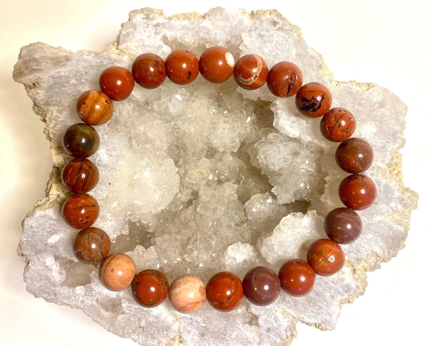 Red Jasper 8mm Bead Bracelet - Crystal Intentions