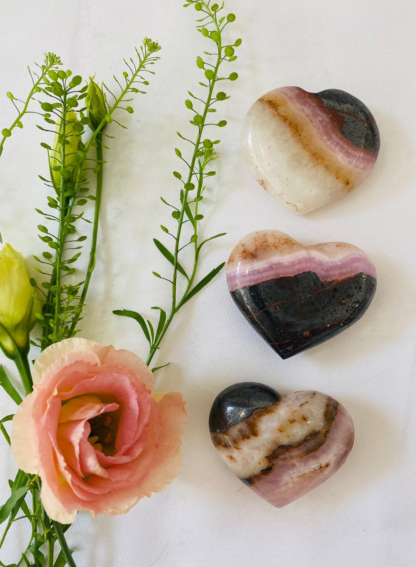 Mini Pink Banded Onyx Hearts