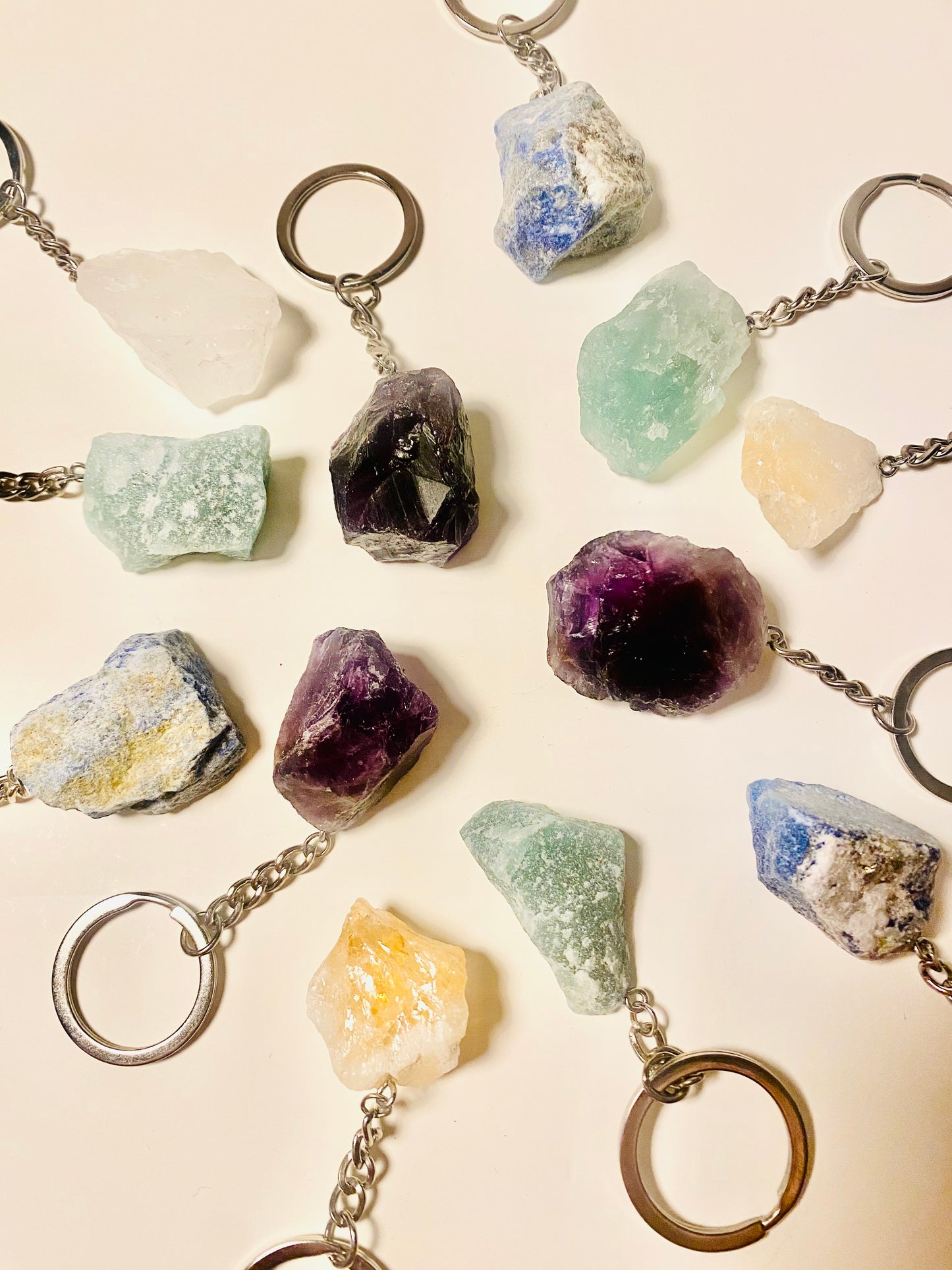 Raw Crystal Key Rings